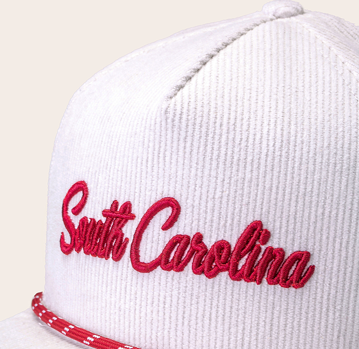 South Carolina Corduroy Snapback - White